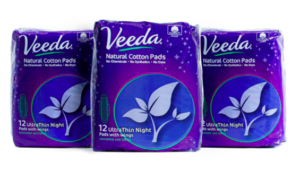 Veeda Ultra Thin Super Absorbent Night Pads Natural Cotton Sanitary Napkins